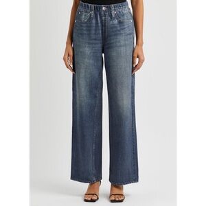Rag & Bone Miramar Pull On Wide Leg Side Panel Jeans Pants Raw Hem Stretch